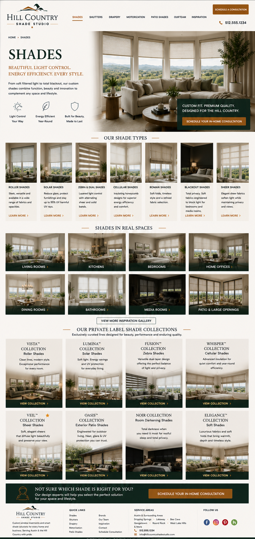 Hill Country Shade Studio shades page reference design