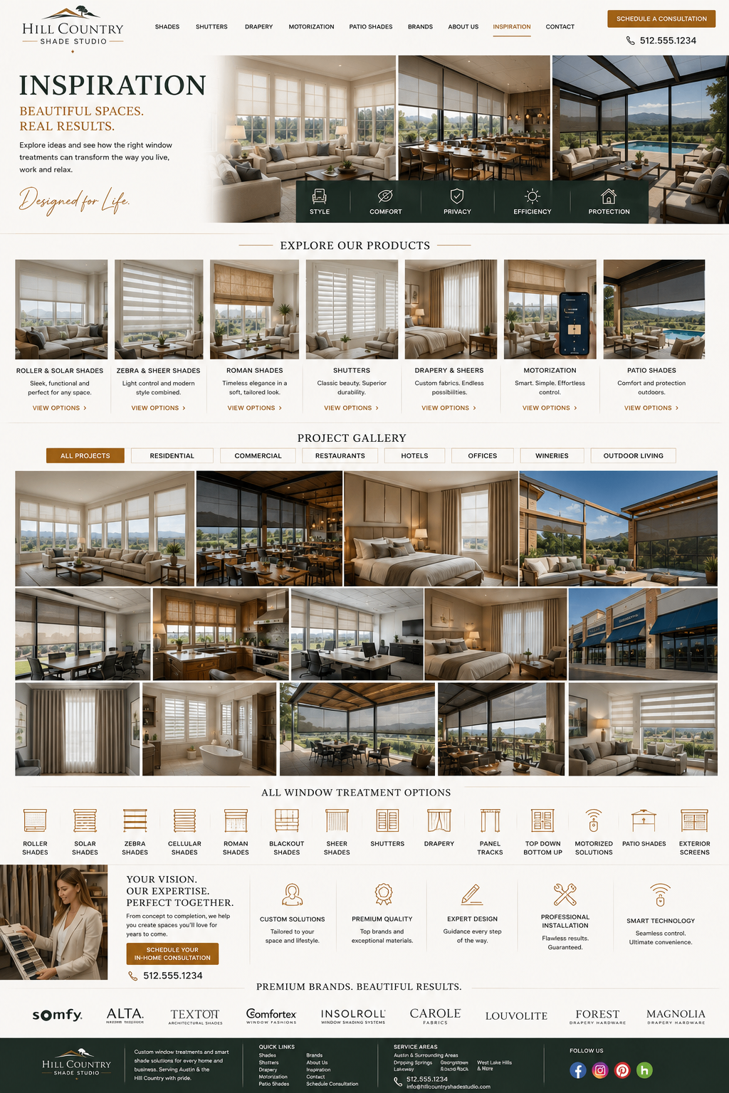 Hill Country Shade Studio inspiration page reference design