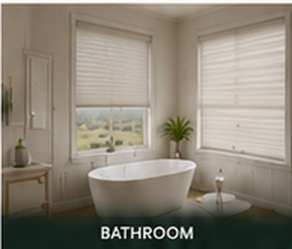 Cellular shades in a bathroom