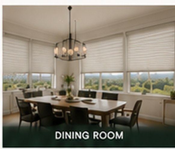 Cellular shades in a dining room