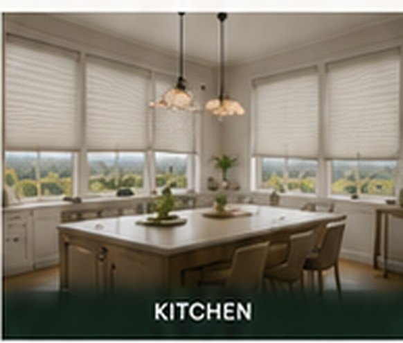 Cellular shades in a kitchen