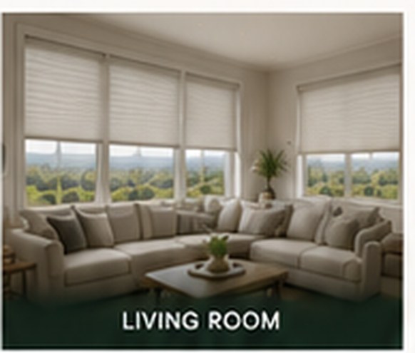 Cellular shades in a living room