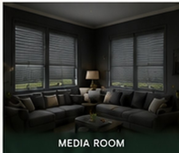 Cellular shades in a media room