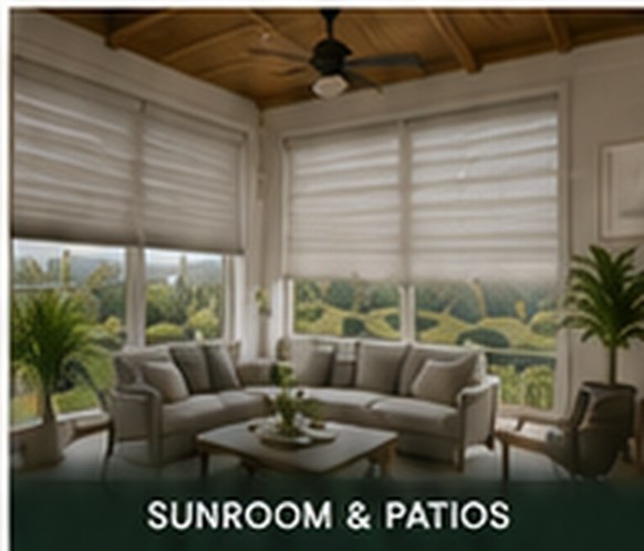 Cellular shades in a sunroom & patios