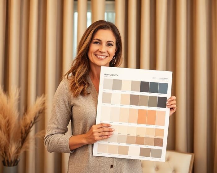 Designer presenting sample books at a client table