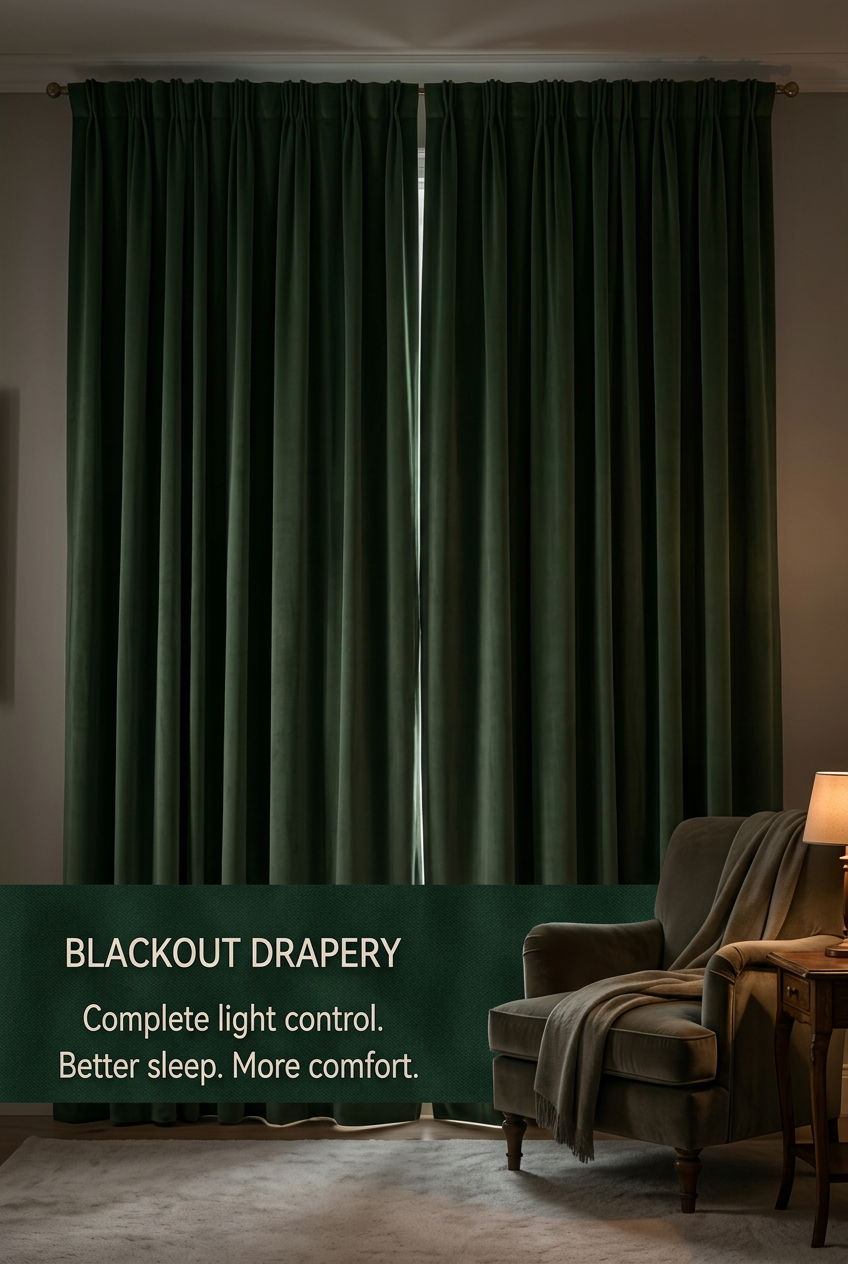 Blackout Drapery in a Hill Country home