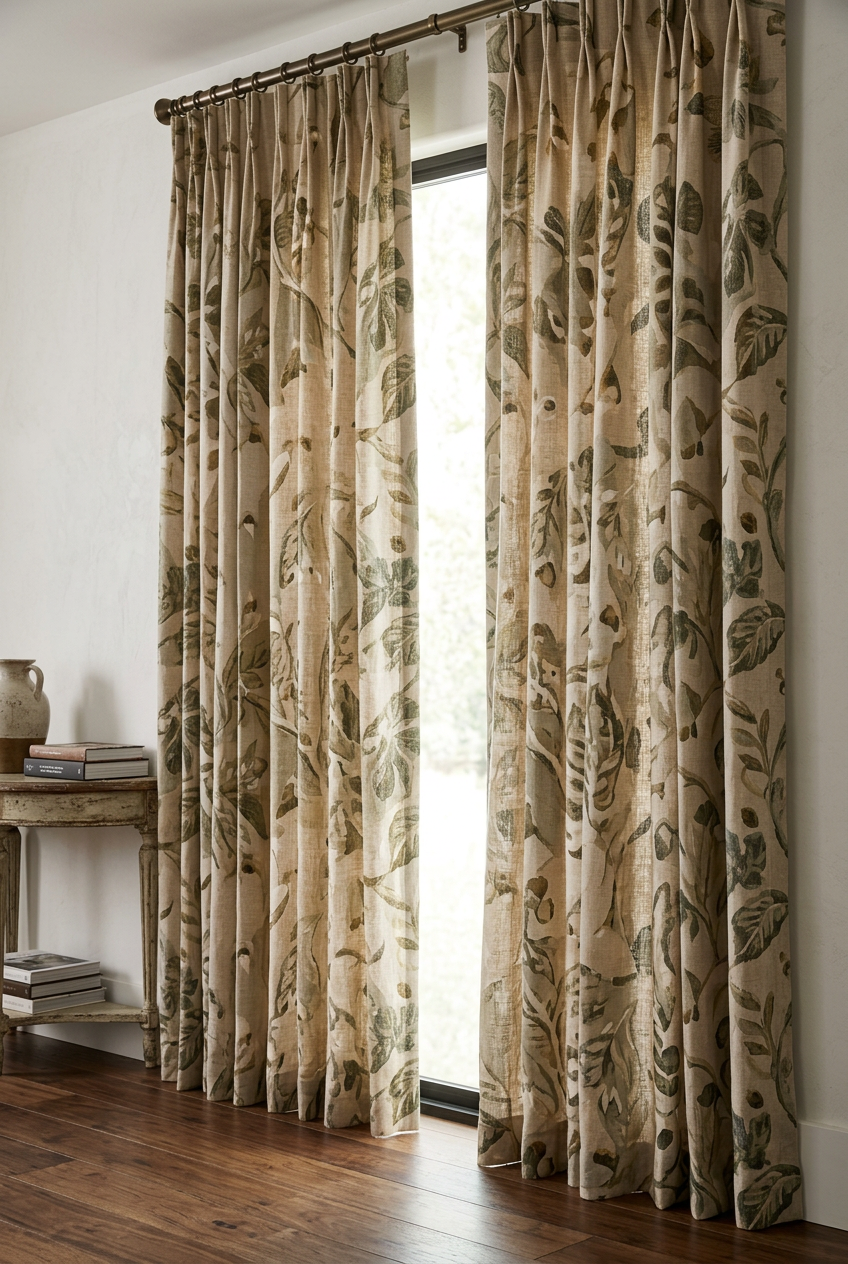 Patterned Drapery in a Hill Country home