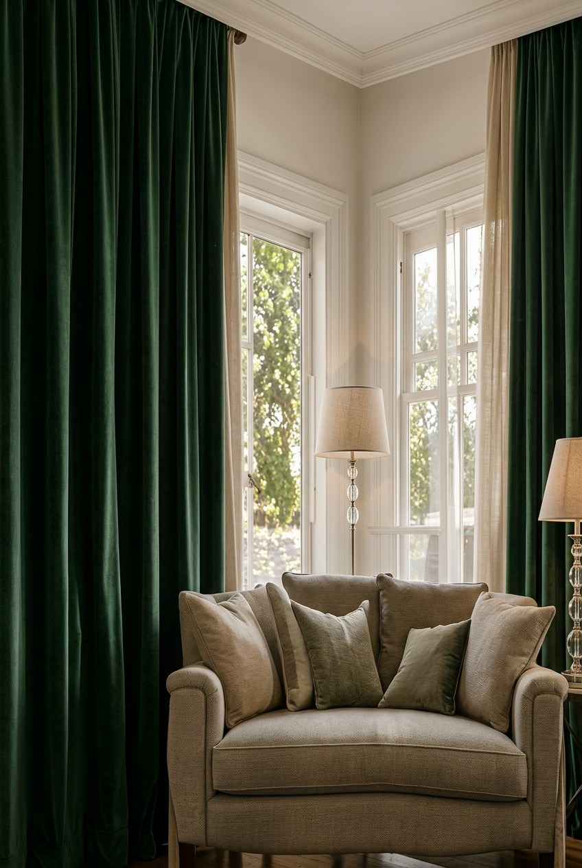 Velvet Drapery in a Hill Country home