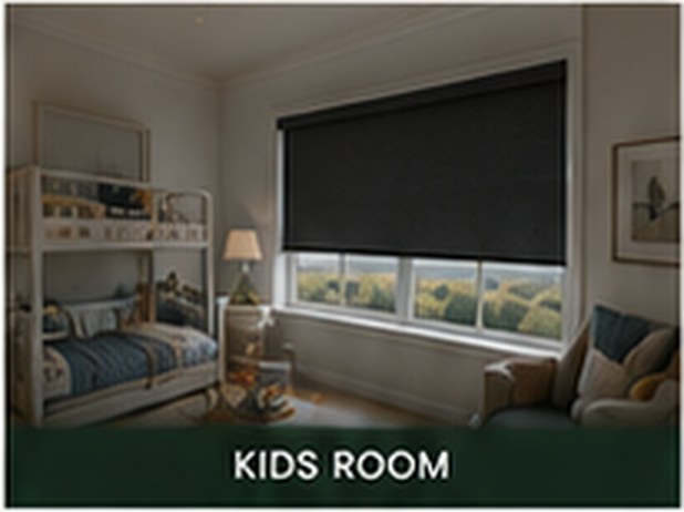 Room darkening shades in a kids room
