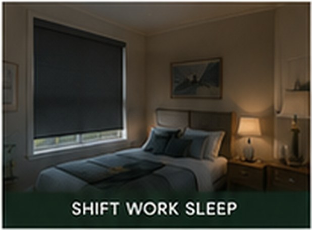 Room darkening shades in a shift work sleep