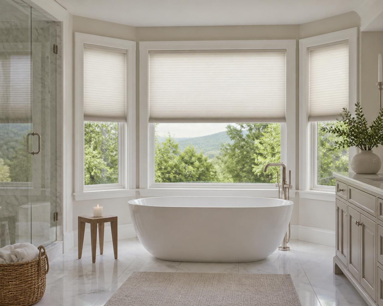 Custom shades in bathrooms