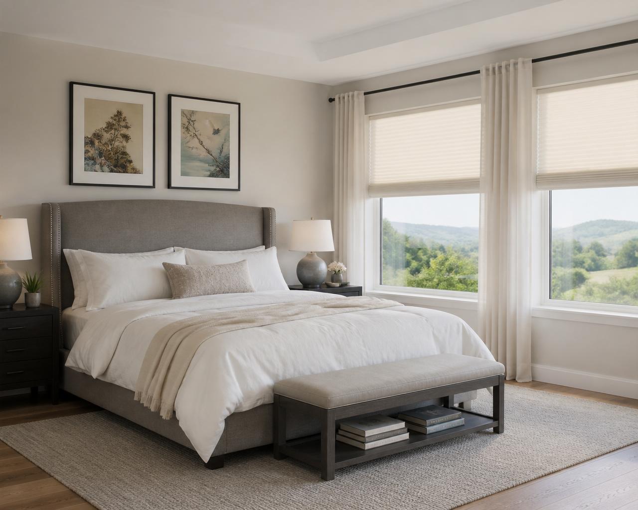 Motorized shades in bedrooms