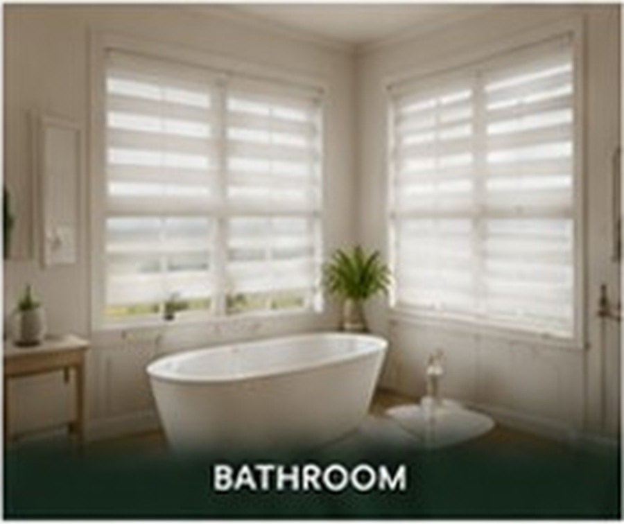 Sheer shades in a bathroom