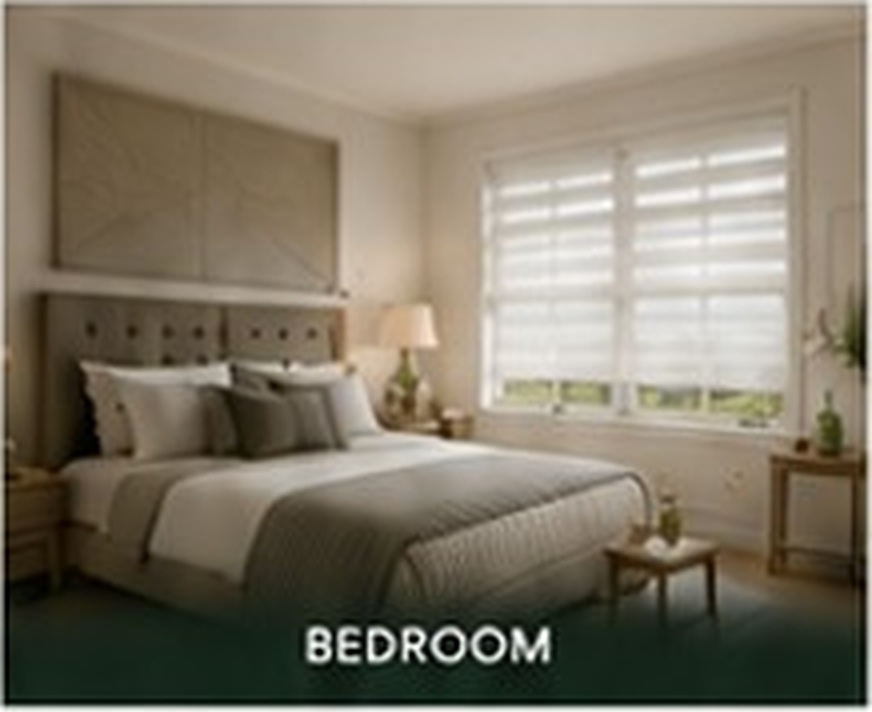 Sheer shades in a bedroom