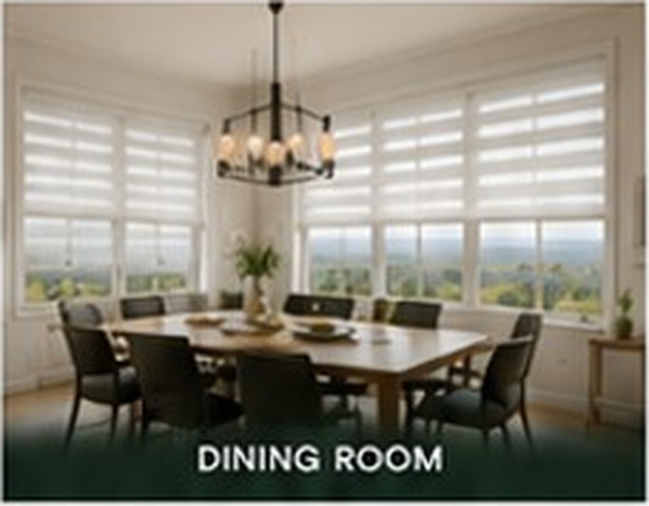 Sheer shades in a dining room