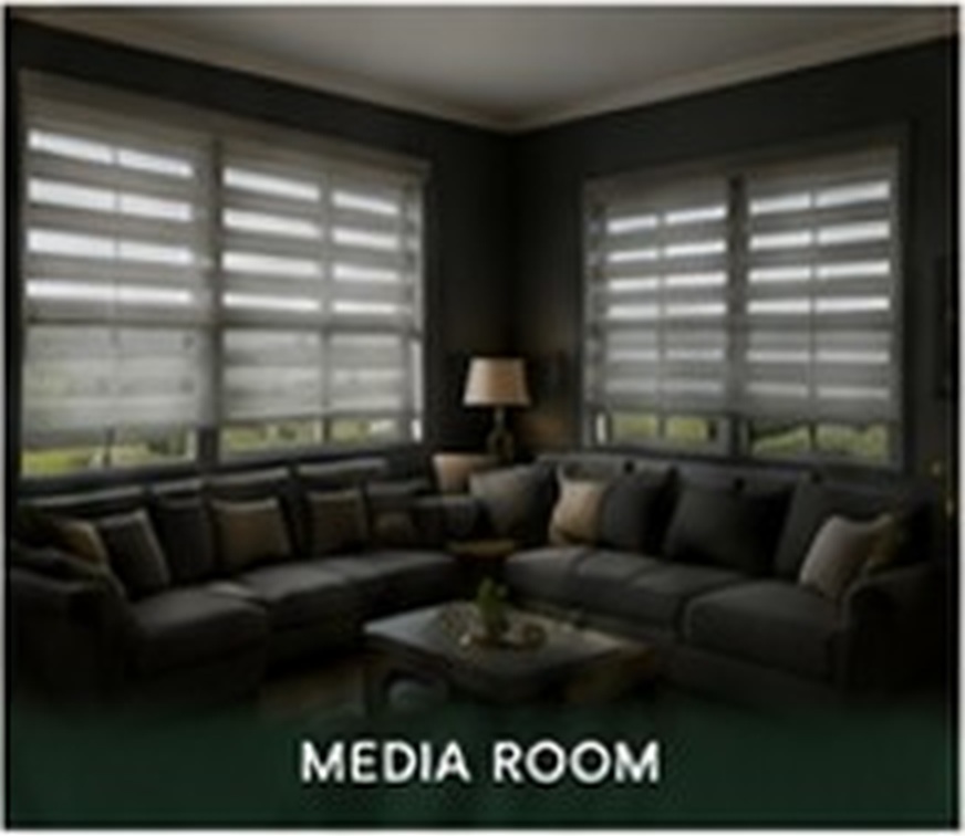 Sheer shades in a media room