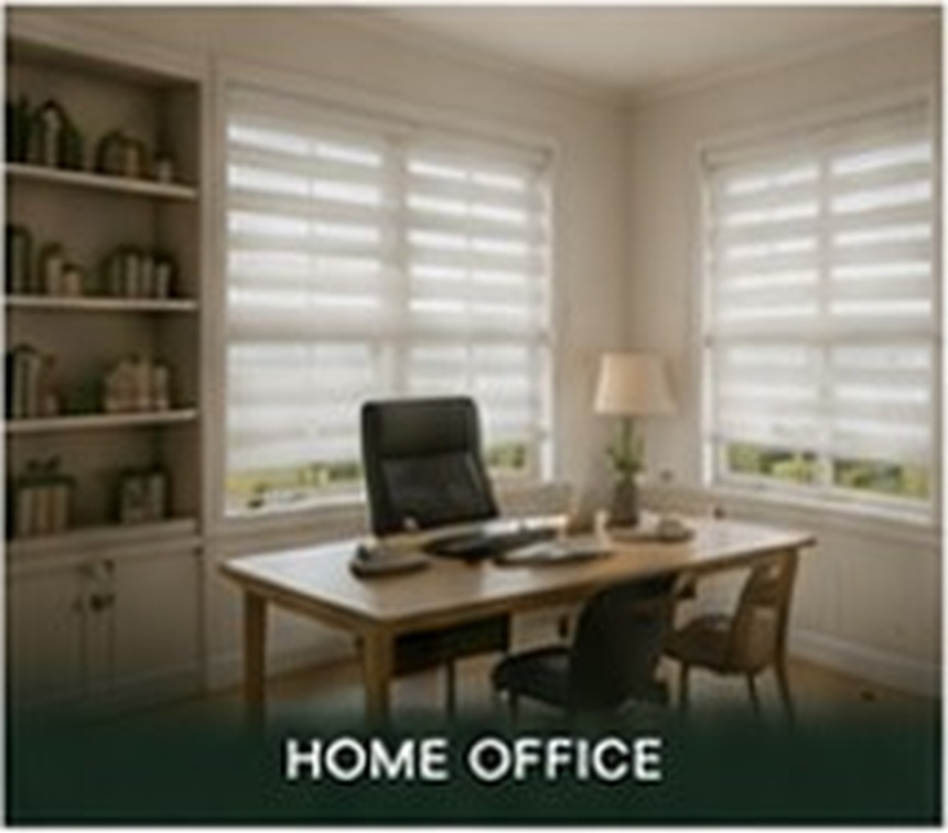 Sheer shades in a home office