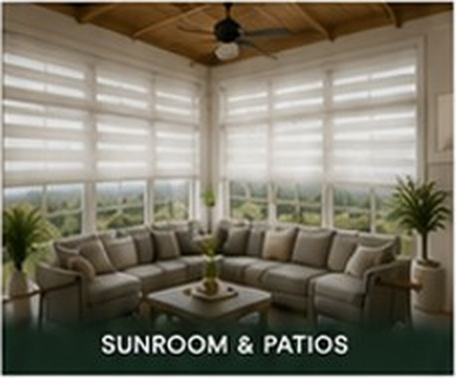 Sheer shades in a sunroom & patios