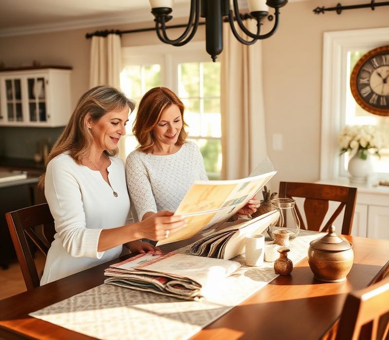 Design consultant reviewing fabric samples with a homeowner